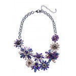 Pick Me Up Purple Stone Encrusted Flower Statement Necklace